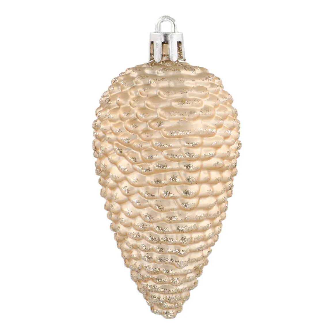 6 Shatterproof Pine Cones 9cm Light Gold