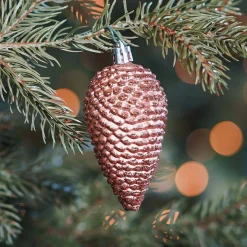 6 Shatterproof Pine Cones 9cm Copper