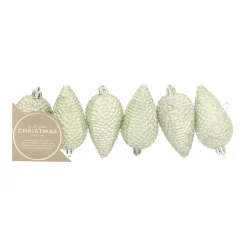 6 Shatterproof Pine Cones 9cm Eucalyptus