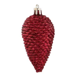 6 Shatterproof Pine Cones 9cm Dark Red