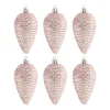 6 Shatterproof Pine Cones 9cm Pink