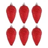 6 Shatterproof Pine Cones 9cm Red