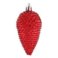 6 Shatterproof Pine Cones 9cm Red