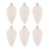 6 Shatterproof Pine Cones 9cm White