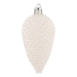 6 Shatterproof Pine Cones 9cm White