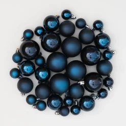 36 Small Dark Blue Christmas Baubles In Storage Tube