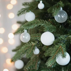36 Small Shatterproof Christmas Baubles White Mix In Box