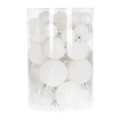 36 Small Shatterproof Christmas Baubles White Mix In Box