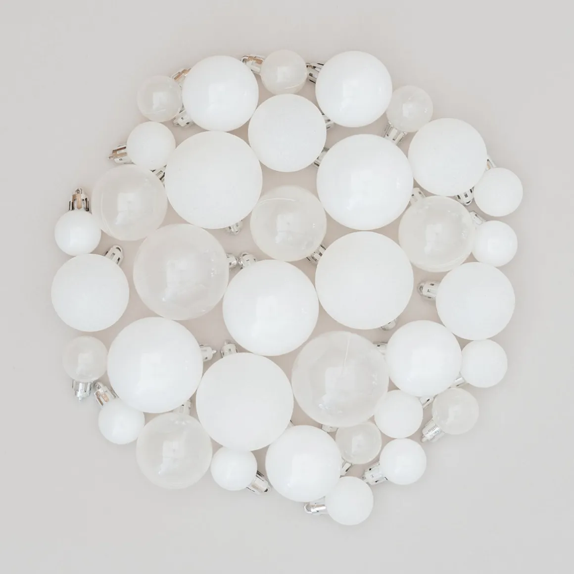 36 Small Shatterproof Christmas Baubles White Mix In Box