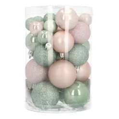 36 Small Shatterproof Christmas Baubles Romantic Mix In Box