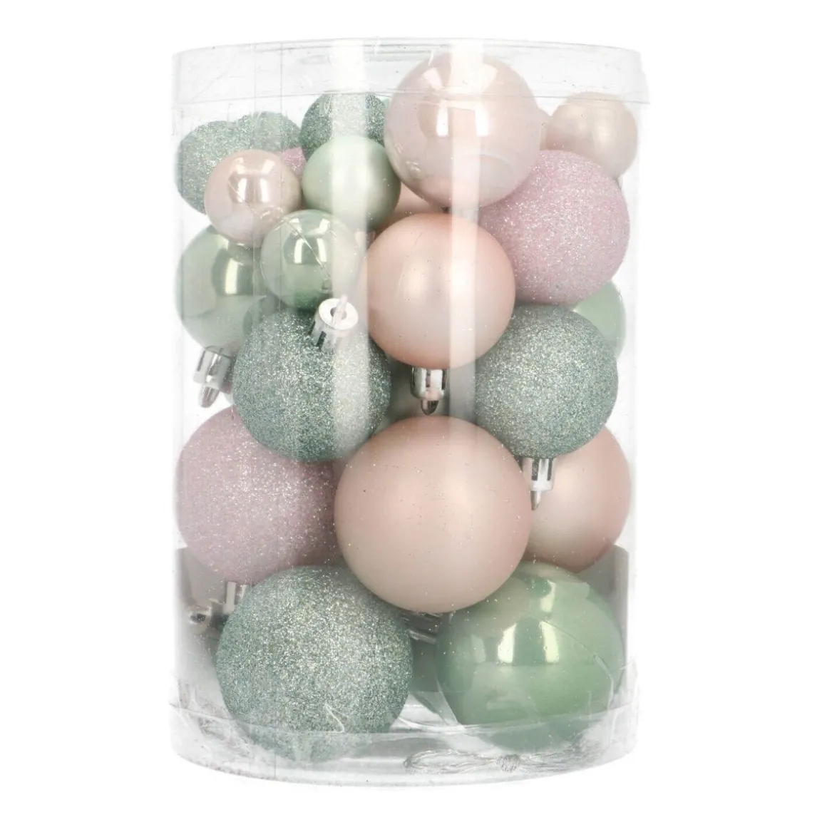 36 Small Shatterproof Christmas Baubles Romantic Mix In Box