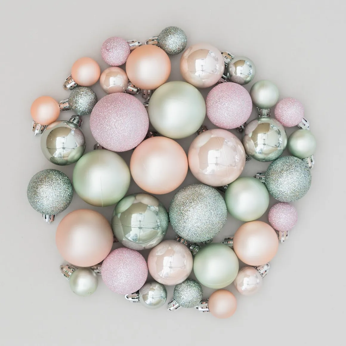 36 Small Shatterproof Christmas Baubles Romantic Mix In Box