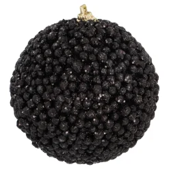 Black Beaded Christmas Bauble | Shatterproof | 8 Cm