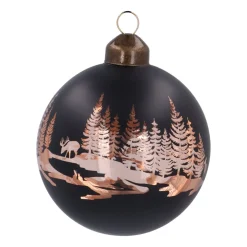 Black Christmas Bauble With Cut-Out Winter Scene