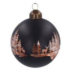 Black Christmas Bauble With Cut-Out Winter Scene