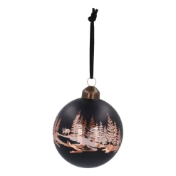 Black Christmas Bauble With Cut-Out Winter Scene