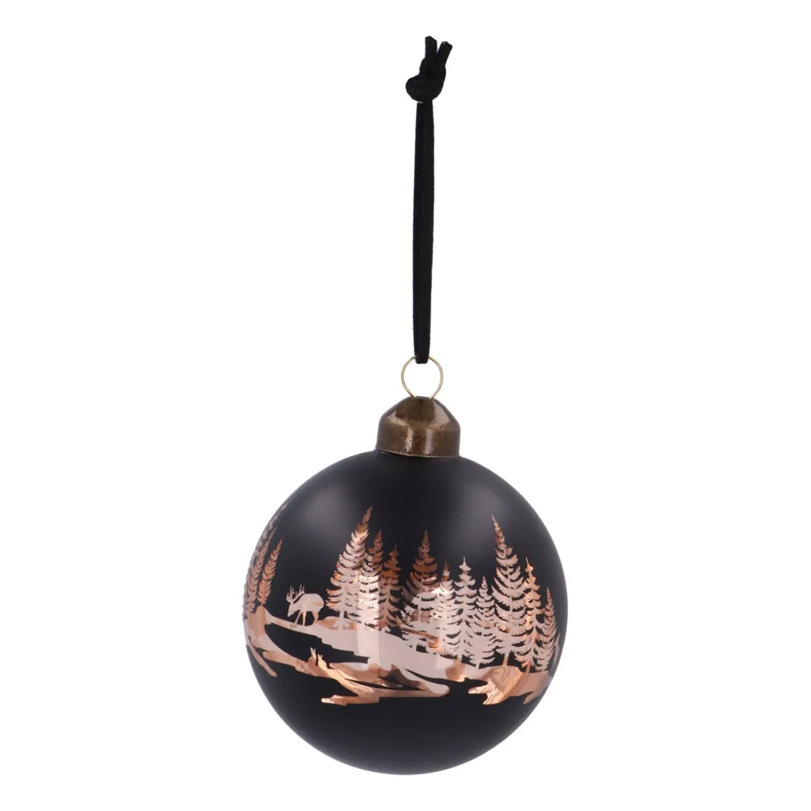 Black Christmas Bauble With Cut-Out Winter Scene