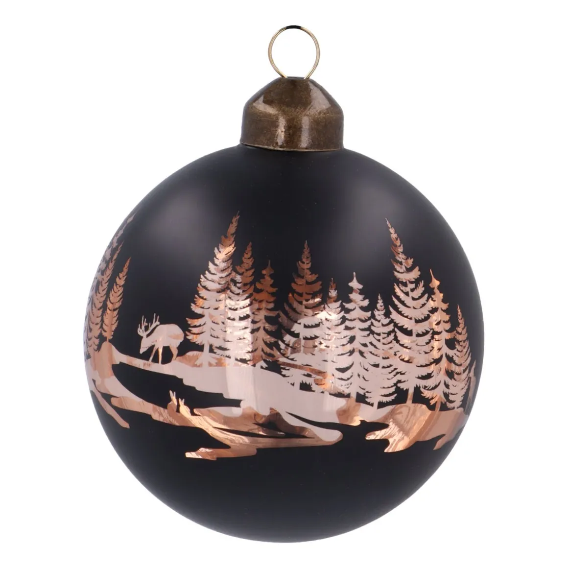Black Christmas Bauble With Cut-Out Winter Scene