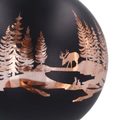 Black Christmas Bauble With Cut-Out Winter Scene