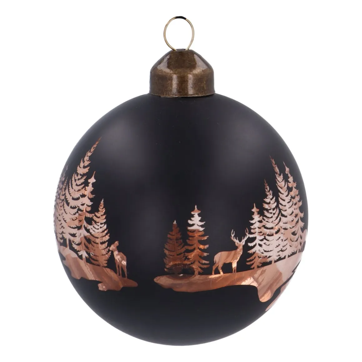 Black Christmas Bauble With Cut-Out Winter Scene