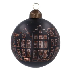 Black Christmas Bauble With Cut-Out Houses
