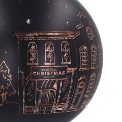 Black Christmas Bauble With Cut-Out Houses