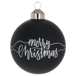 Black Christmas Bauble With 'Merry Christmas' Text