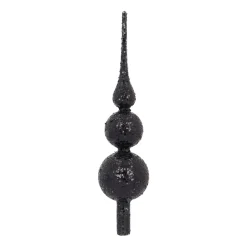 Black Glass Glitter Tree Topper