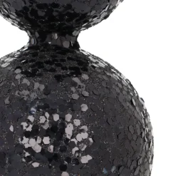 Black Glass Glitter Tree Topper
