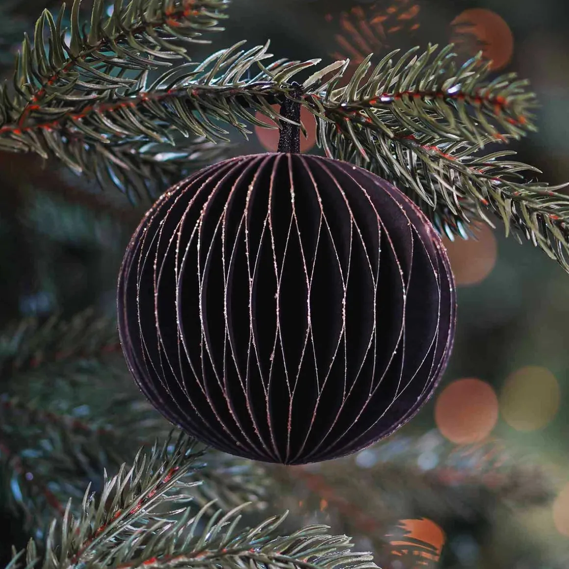 Black Paper Christmas Bauble 8 Cm