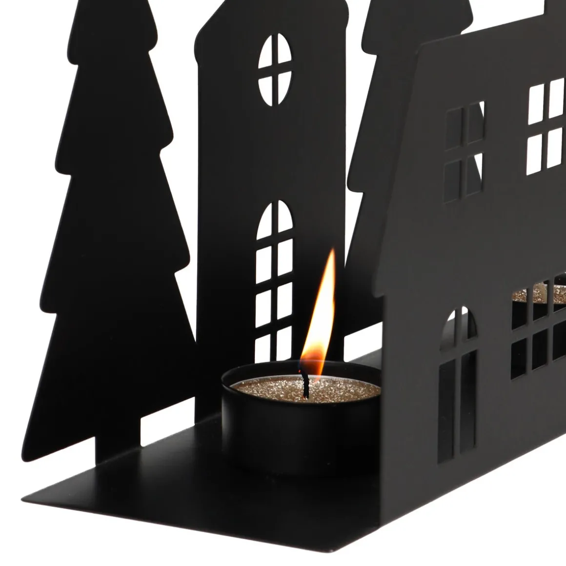 Black Street Scene For Cozy Tealights