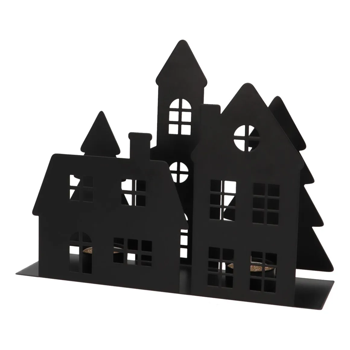 Black Street Scene For Cozy Tealights
