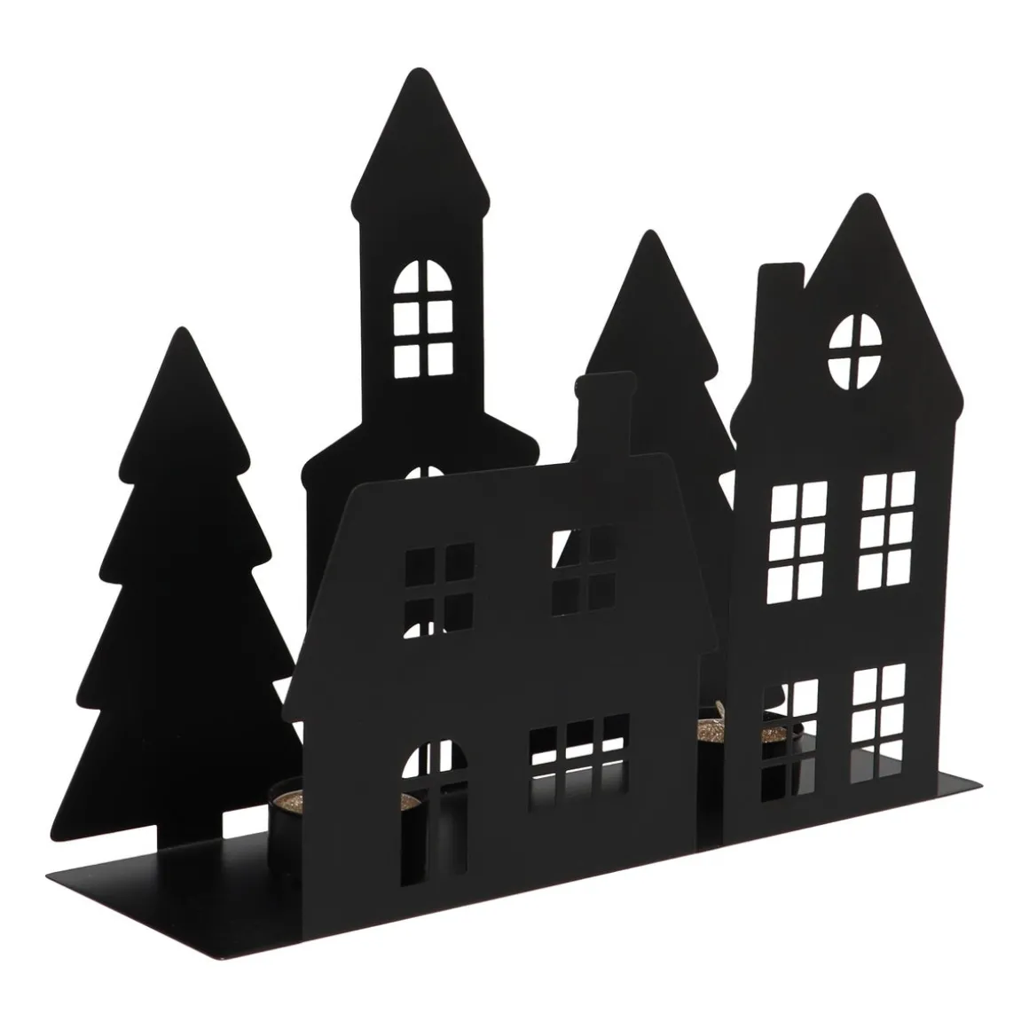 Black Street Scene For Cozy Tealights