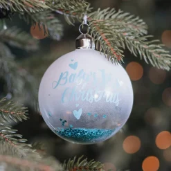 Blue Christmas Bauble 'Baby's First Christmas'