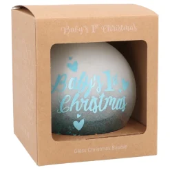 Blue Christmas Bauble 'Baby's First Christmas'