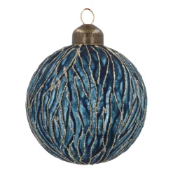 Blue Christmas Bauble With Organic Relief Lines