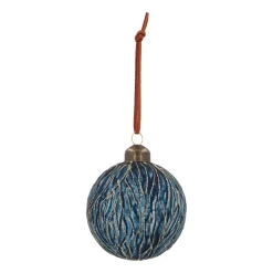 Blue Christmas Bauble With Organic Relief Lines