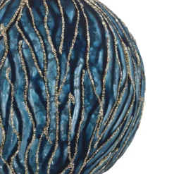 Blue Christmas Bauble With Organic Relief Lines