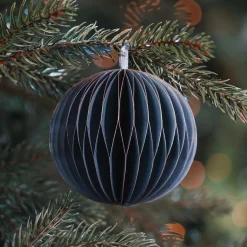 Blue Paper Christmas Bauble 8 Cm