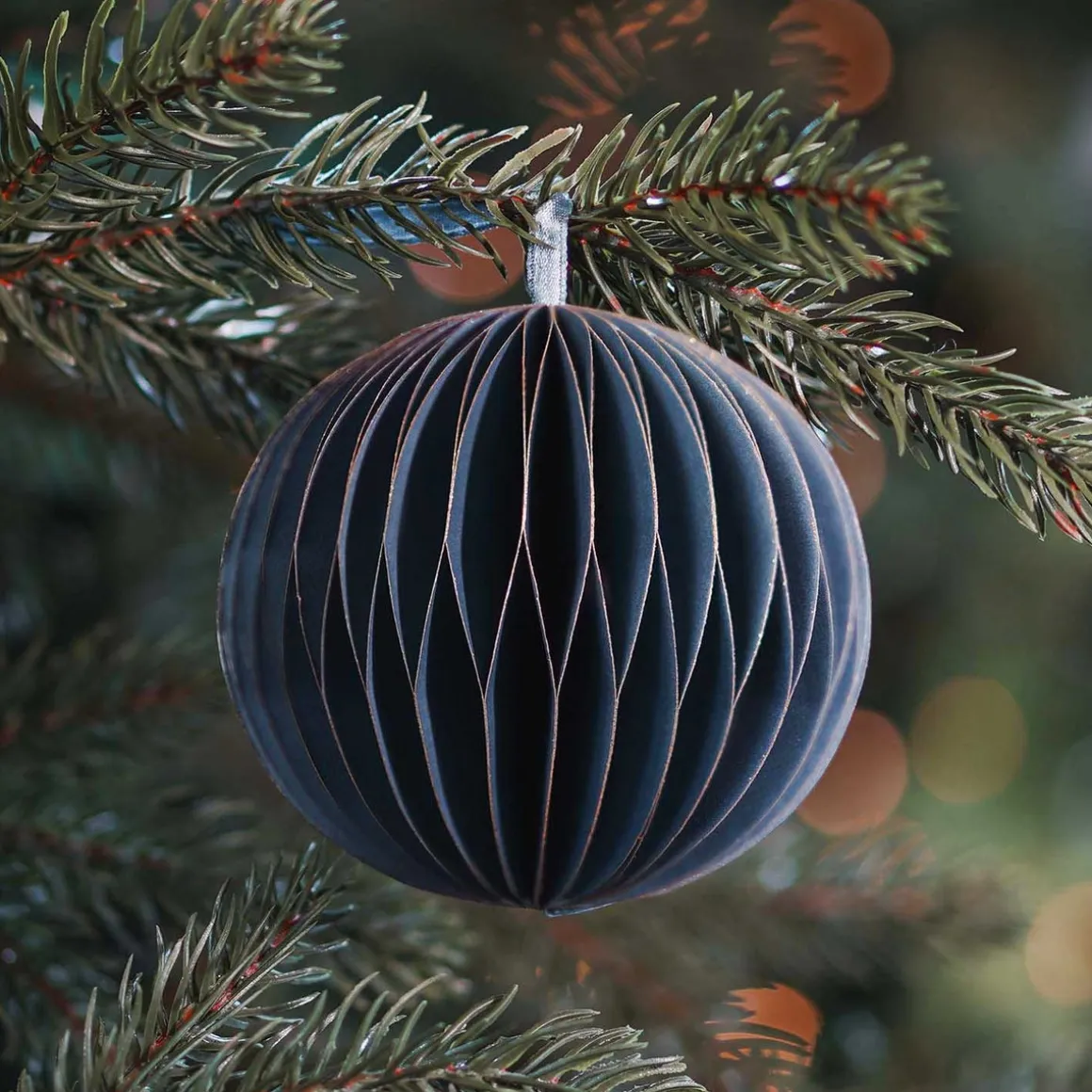 Blue Paper Christmas Bauble 8 Cm