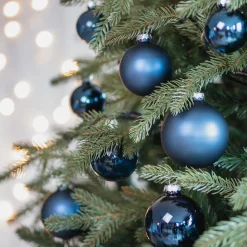 Bold Denim Blue Bauble Set 44 Pieces In A Handy Box