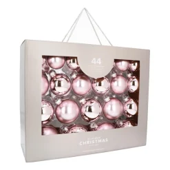 Box Of 44 Antique Pink Baubles | Glass | 5-8 Cm