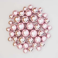 Box Of 44 Antique Pink Baubles | Glass | 5-8 Cm