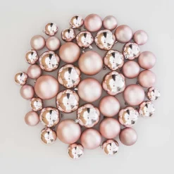 Box Of 44 Antique Pink Baubles | Shatterproof | 5-8 Cm