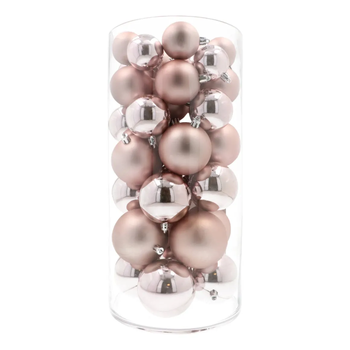 Box Of 44 Antique Pink Baubles | Shatterproof | 5-8 Cm