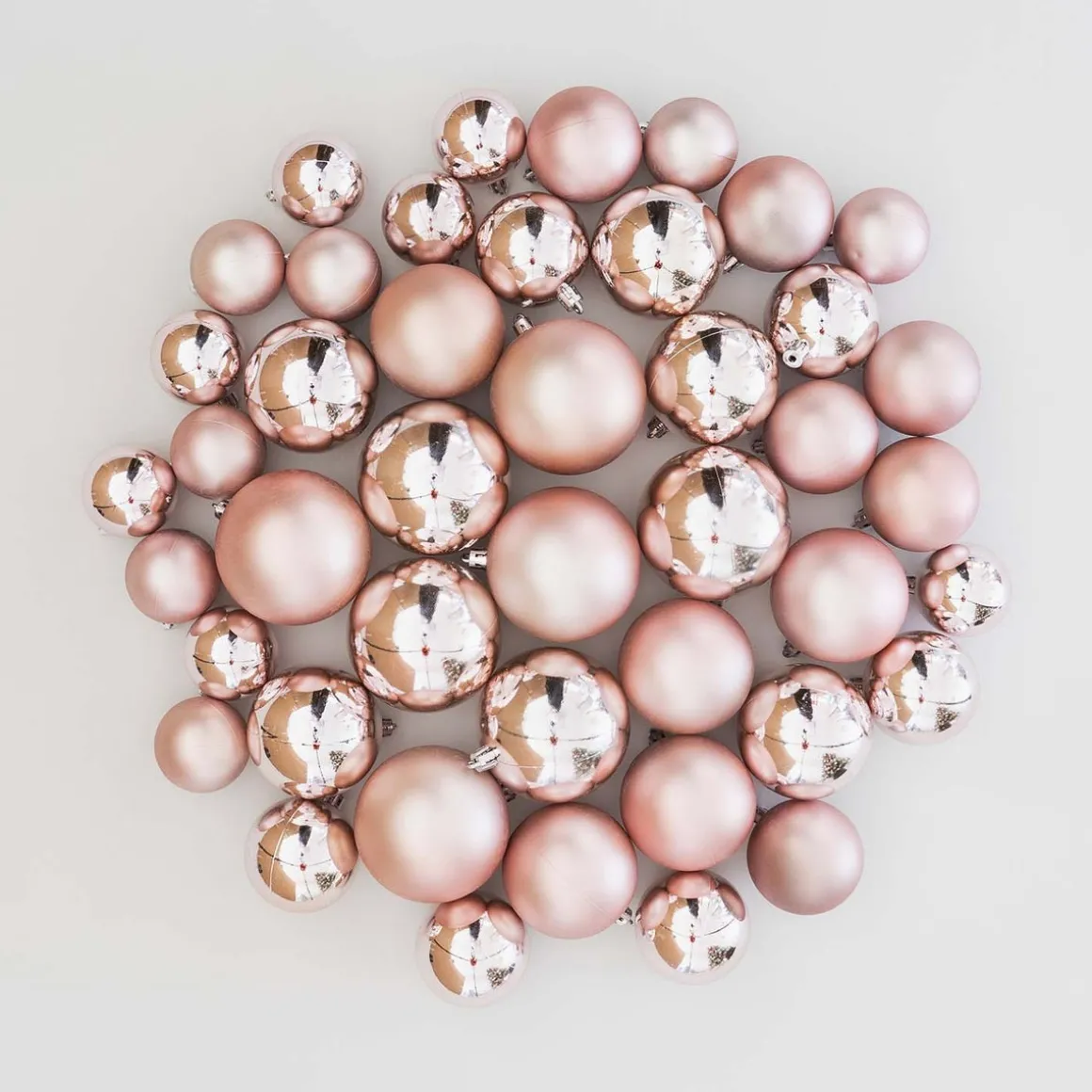 Box Of 44 Antique Pink Baubles | Shatterproof | 5-8 Cm