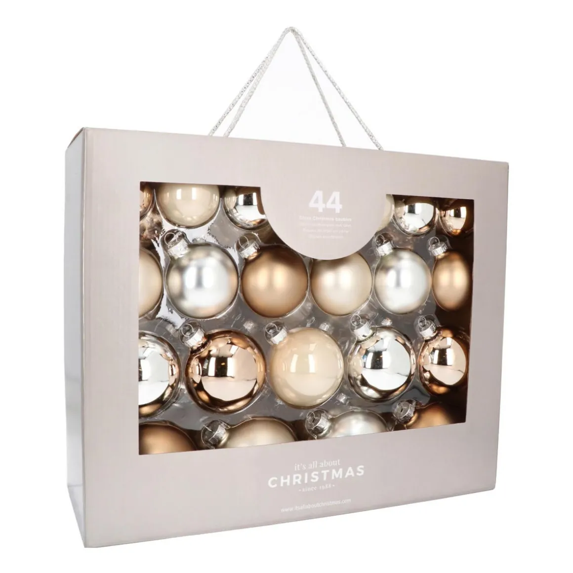 Box Of 44 Baubles Home Sweet Home Mix | Glass | 5-8 Cm