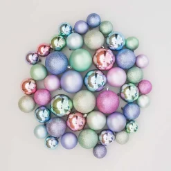 Box Of 44 Baubles Pastel Mix | Shatterproof | 5-8 Cm