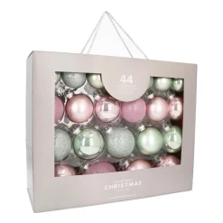 Box Of 44 Baubles Romantic Mix | Glass | 5-8 Cm