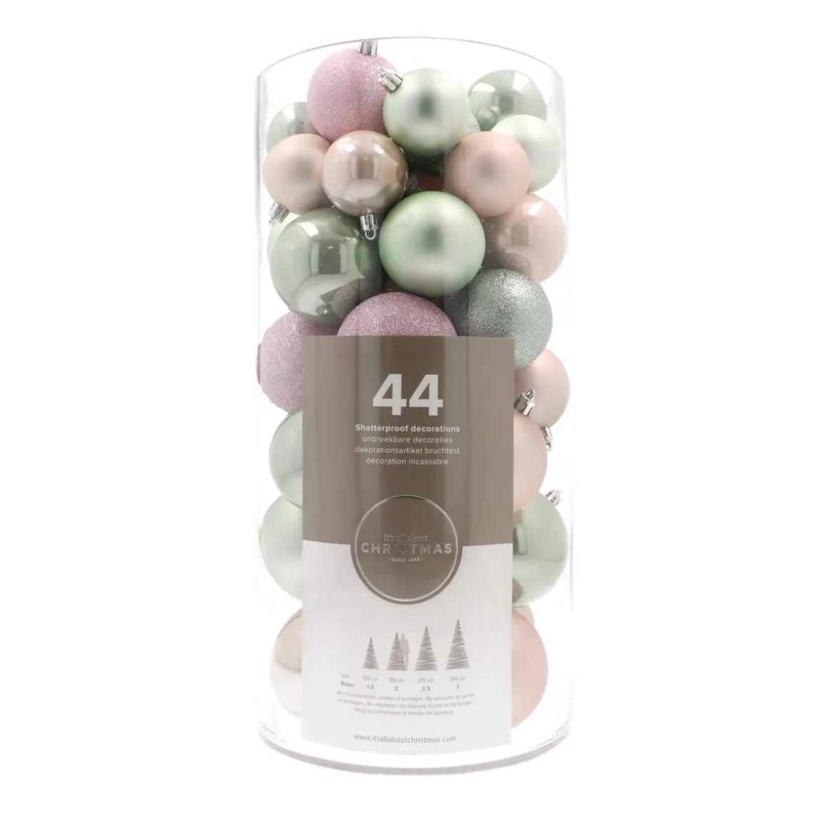 Box Of 44 Baubles Romantic Mix | Shatterproof | 5-8 Cm